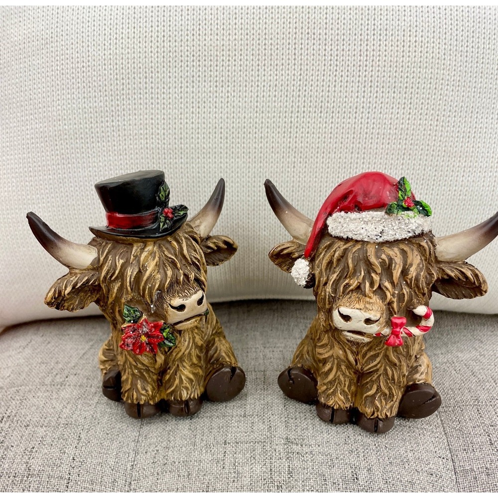 Set of 2 HIGHLAND‎ COWS Christmas